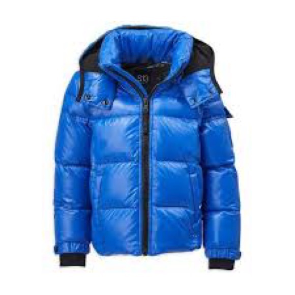 S13/NYC Blue Duck Down Collared with Hood Short Winter Puffer Jacket Size S - Picture 1 of 5
